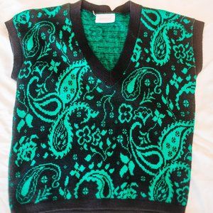 Arielle Green Paisley 90's Knit Sweater Vest